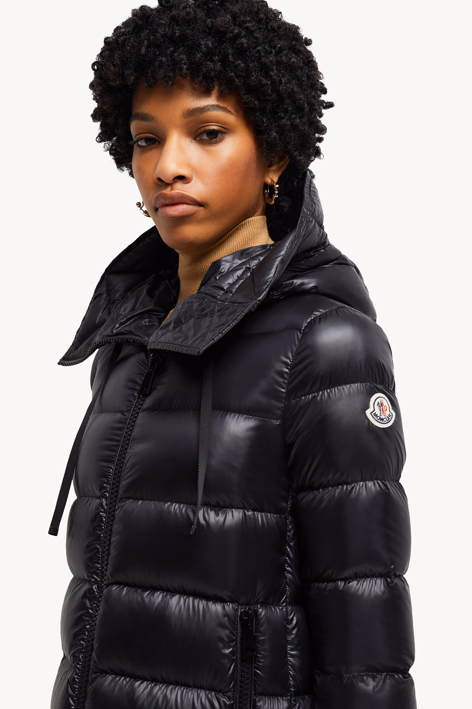 Suyen Hooded Mid-Length Down Jacket Women Black Moncler 4